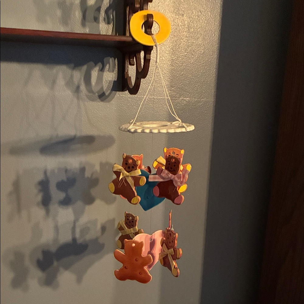 Vintage Charming ceramic Bear Mobile with Playful Colors